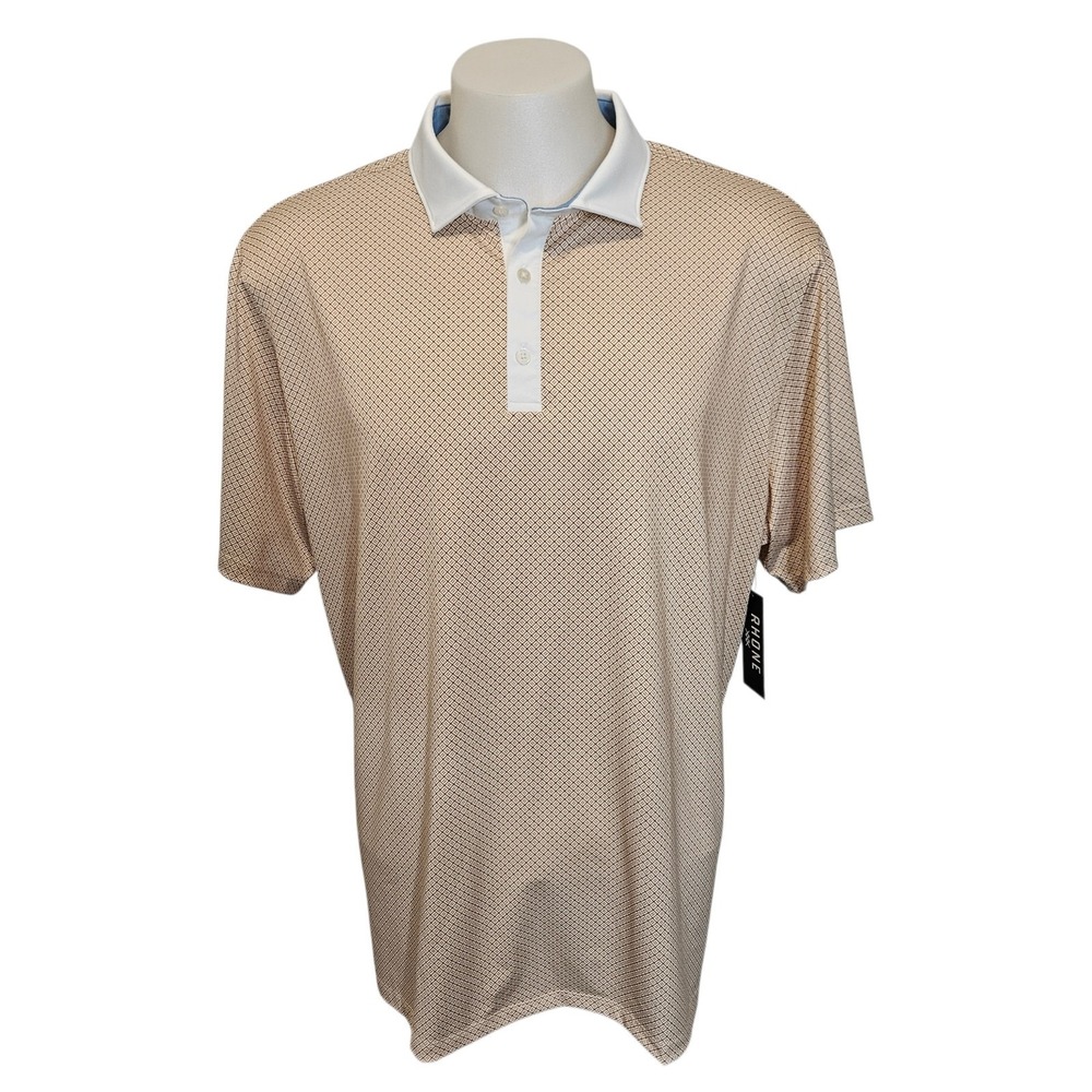 Rhone Sport Polo Shirt Mens XXL Performance Golf Stretch Geometric NWT Reg $108